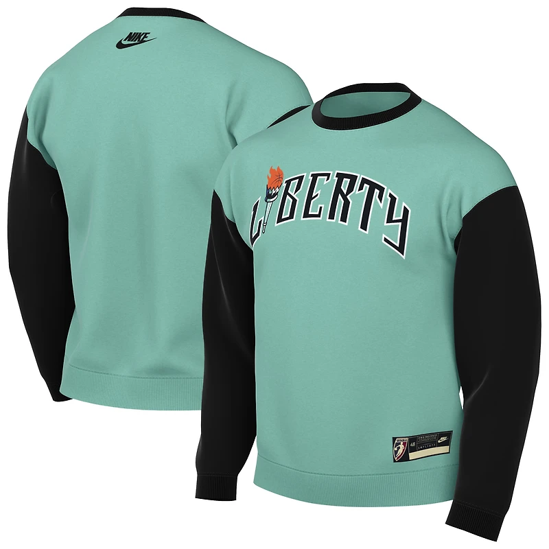 Sweat-shirt unisexe Nike New York Liberty Hardwood Classics Court Origins Throwback couleur menthe
