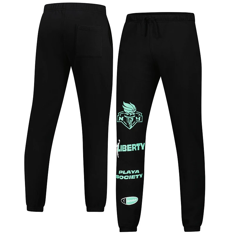 Pantalon de survêtement unisexe en polaire noir New York Liberty Playa Society