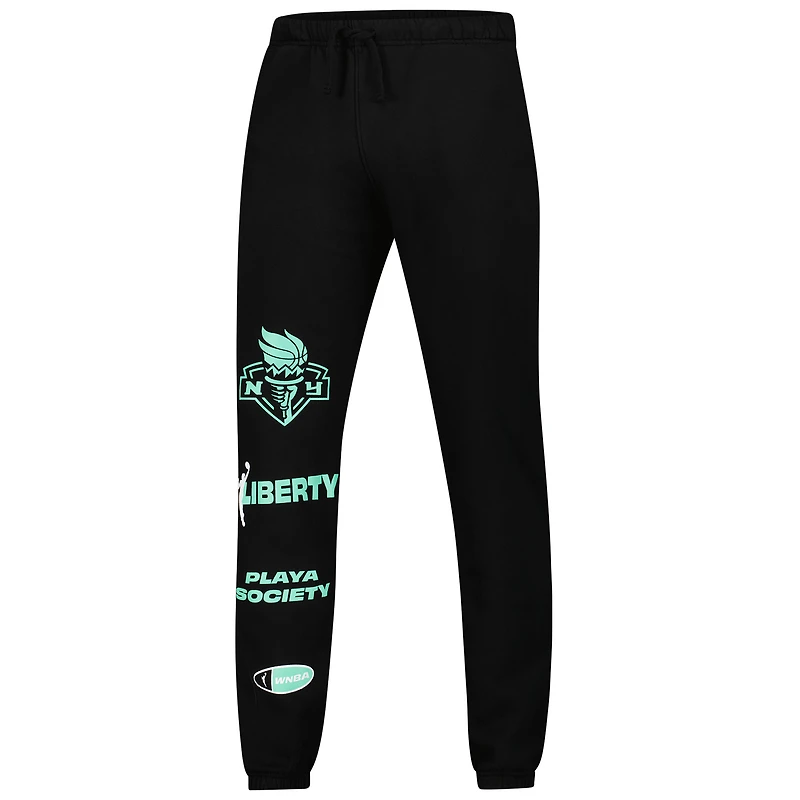 Pantalon de survêtement unisexe en polaire noir New York Liberty Playa Society
