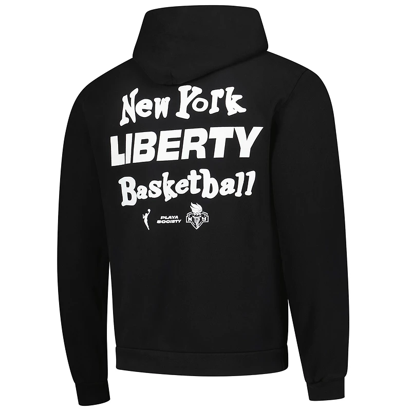 Sweat à capuche unisexe noir de l'équipe New York Liberty Playa Society