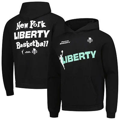 Sweat à capuche unisexe noir de l'équipe New York Liberty Playa Society