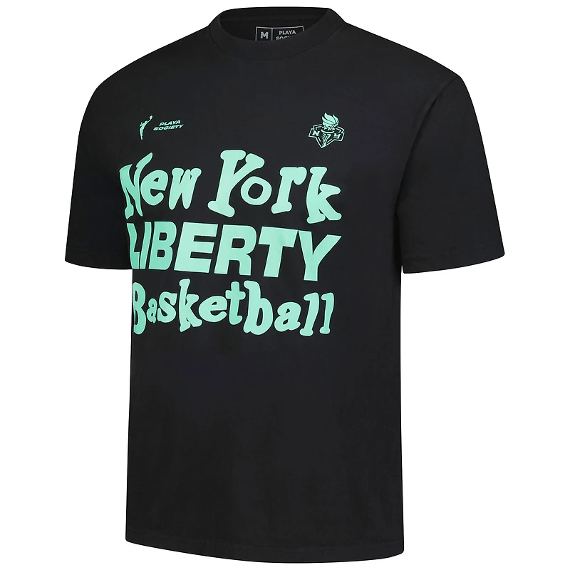Unisex Playa Society Black New York Liberty Wordmark T-Shirt