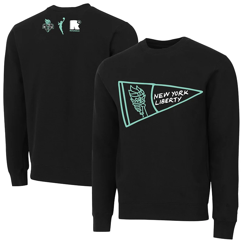 Sweat-shirt ras du cou unisexe noir à motif Liberty Pennant de New York round21