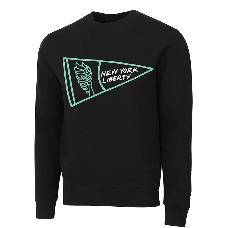 Sweat-shirt ras du cou unisexe noir à motif Liberty Pennant de New York round21