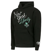 Unisex round21 Black New York Liberty Script Pullover Hoodie
