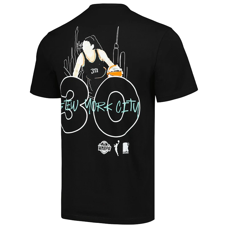 Unisex round21 Breanna Stewart Black New York Liberty Player Illustration T-Shirt