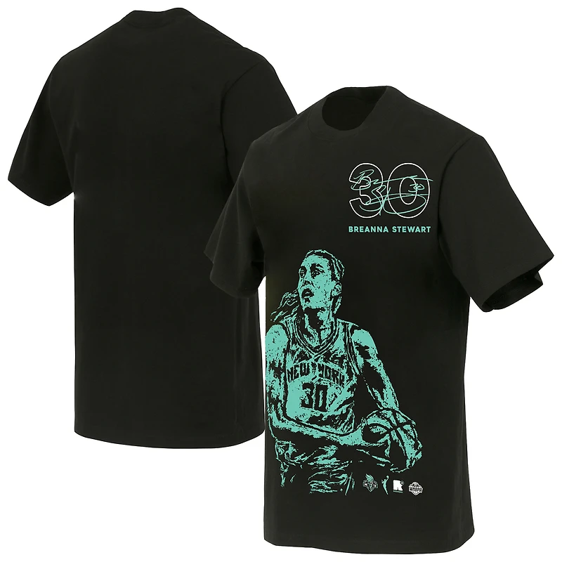 T-shirt unisexe round21 Breanna Stewart, joueur des New York Liberty, noir