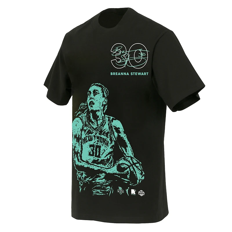 T-shirt unisexe round21 Breanna Stewart, joueur des New York Liberty, noir
