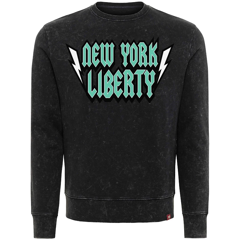 Sweat-shirt unisexe Sportiqe noir à motif Liberty New York Rock & Roll Collection Freddy Mineral Wash