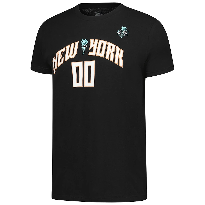 Unisex Stadium Essentials Black New York Liberty Ellie Mascot Name & Number T-Shirt