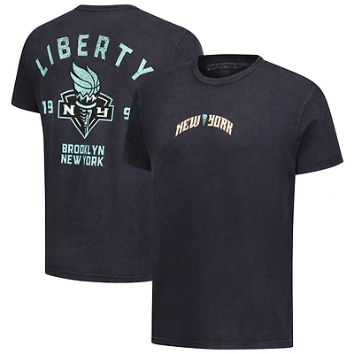 T-shirt unisexe Stadium Essentials noir chiné à imprimé Liberty New York surdimensionné et délavé vintage