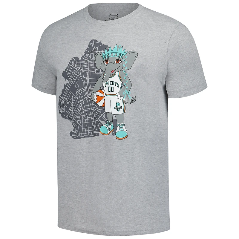 T-shirt unisexe Stadium Essentials gris chiné New York Liberty Ellie Mascot Borough