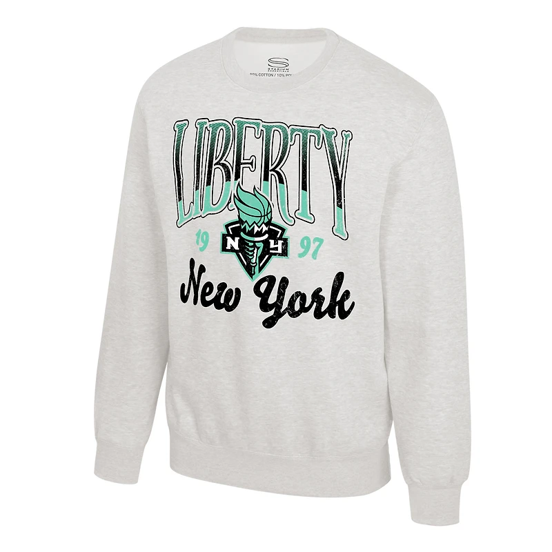 Unisex Stadium Essentials Oatmeal New York Liberty Sky High Fleece Crew Neck Sweatshirt