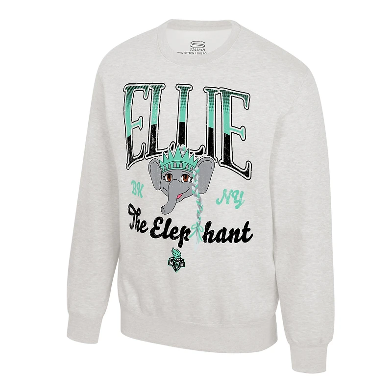 Unisex Stadium Essentials Oatmeal New York Liberty Sky High Mascot Fleece Crew Neck Sweatshirt