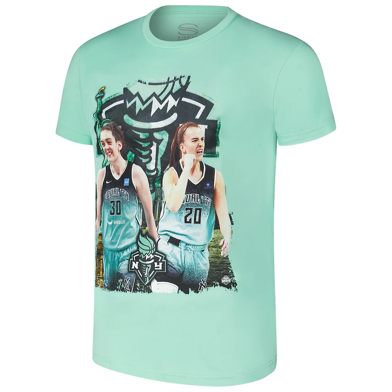 Unisex Stadium Essentials Sabrina Ionescu & Breanna Stewart Mint New York Liberty Skyline Duo Player T-Shirt
