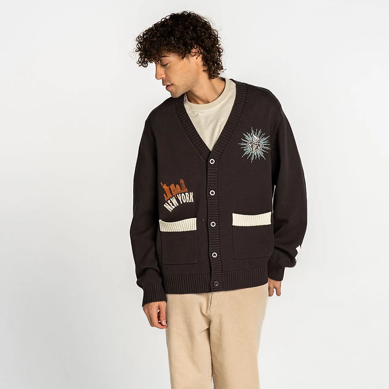 Cardigan unisexe The Wild Collective Anthracite New York Liberty oversize à boutons en jacquard