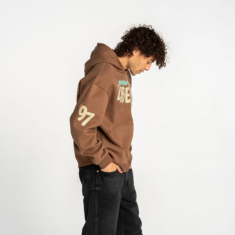 Sweat à capuche unisexe The Wild Collective marron New York Liberty en polaire lavée
