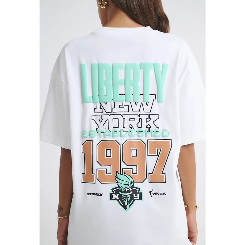 T-shirt unisexe blanc à imprimé Liberty de New York