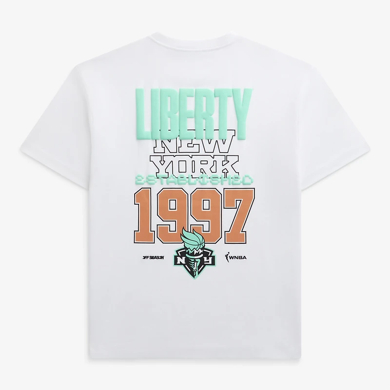 T-shirt unisexe blanc à imprimé Liberty de New York