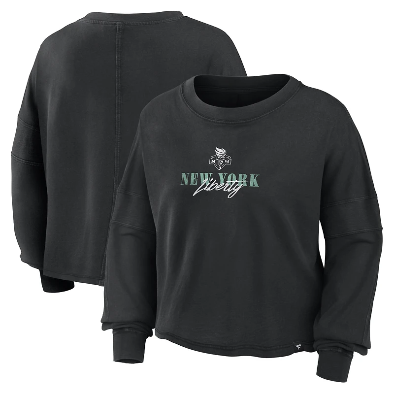Haut oversize à manches longues Fanatics noir New York Liberty pour femme