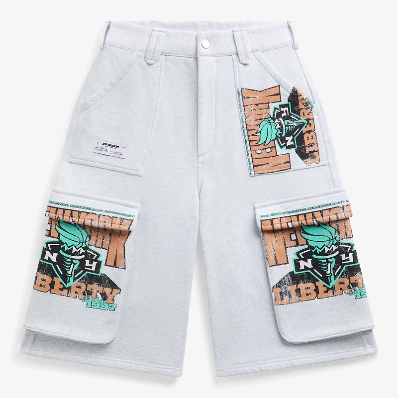 Short cargo en polaire New York Liberty gris chiné pour femme