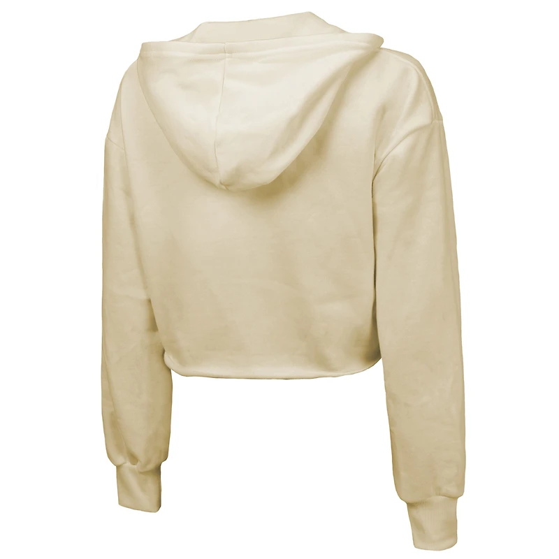 Sweat à capuche court épaules tombantes et motif Liberty Circus Shot de Majestic Threads pour femme, couleur crème