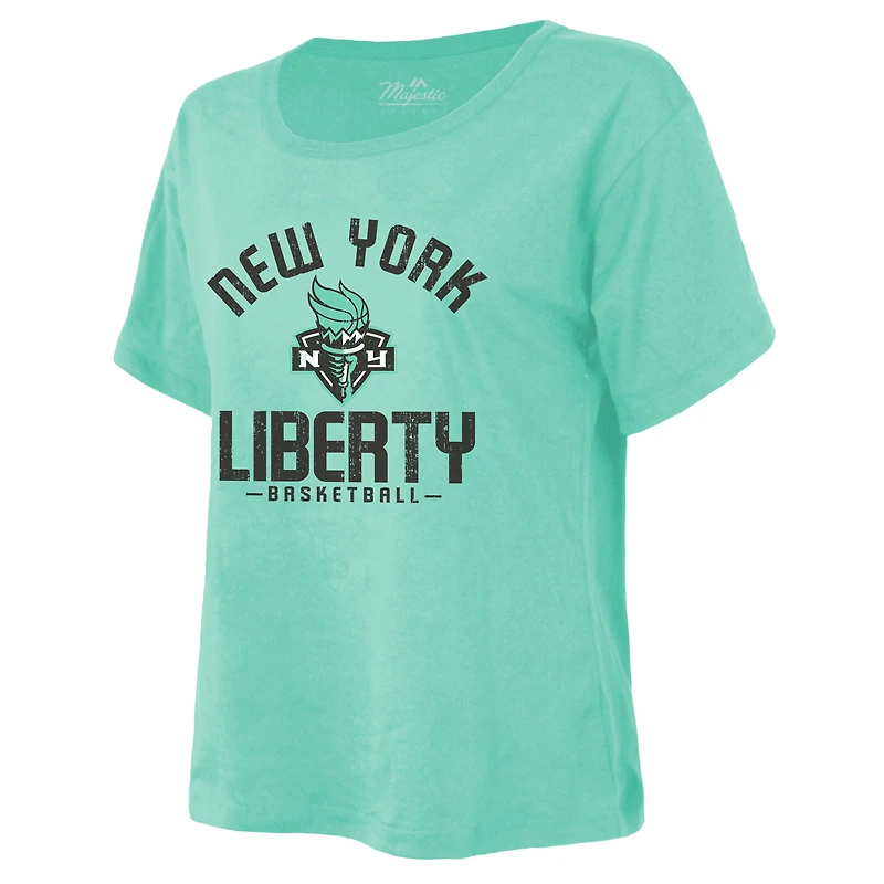 Women's Majestic Threads Mint New York Liberty The Edge Premium Boxy T-Shirt