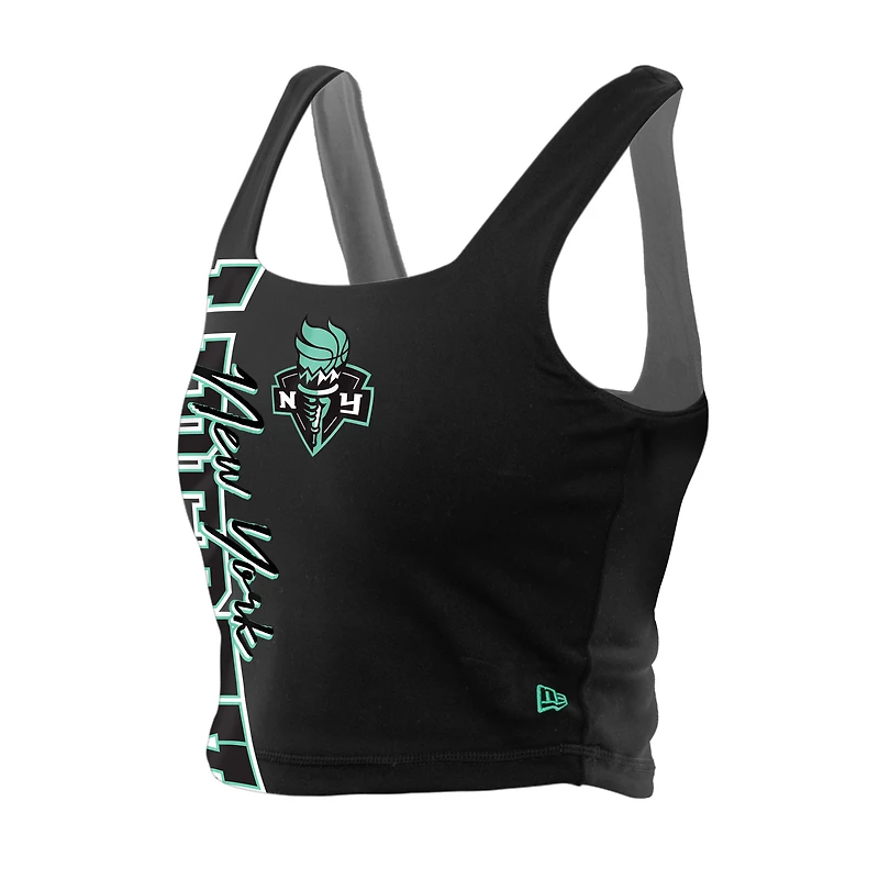 Women's New Era Black/Gray York Liberty Reversible Cropped Sport Classics Tank Top