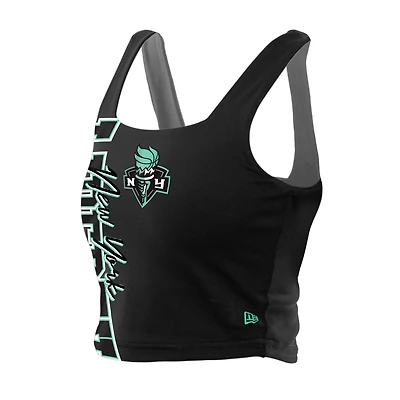 Women's New Era Black/Gray York Liberty Reversible Cropped Sport Classics Tank Top