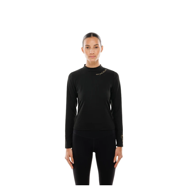 T-shirt à manches longues et col montant New York Liberty Glam Game pour femme, noir, Era