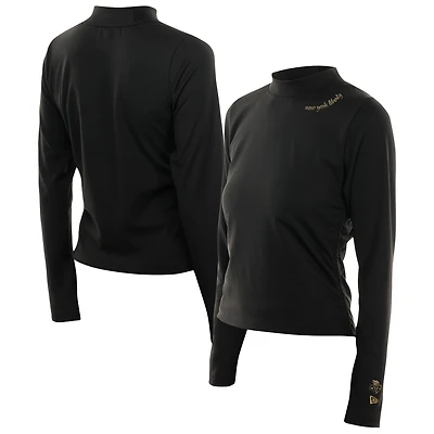 Women's New Era Black York Liberty Glam Game Mock Neck Long-Sleeve T-Shirt