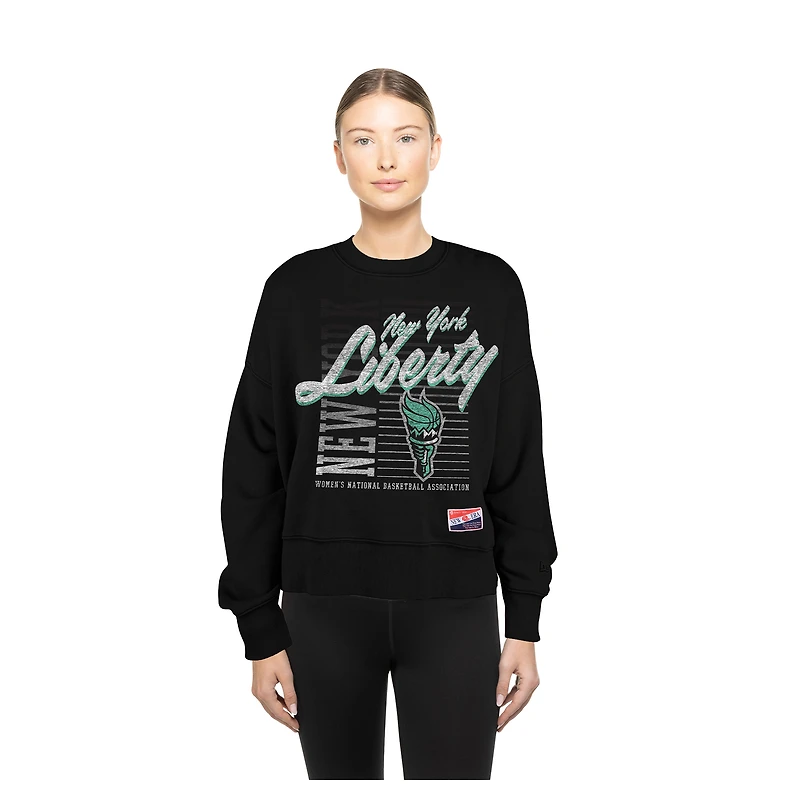 Women's New Era Black York Liberty Oversized Mineral Wash Sweatshirt