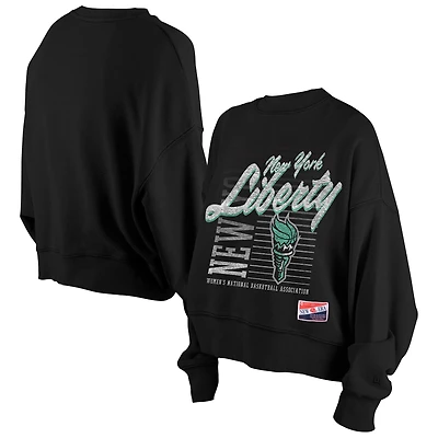 Women's New Era Black York Liberty Oversized Mineral Wash Sweatshirt