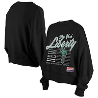 Women's New Era Black York Liberty Oversized Mineral Wash Sweatshirt