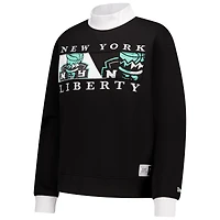 Women's New Era  Black York Liberty Split Cropped Mock Neck Fleece Sweatshirt