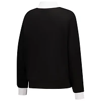 Women's New Era  Black York Liberty Split Cropped Mock Neck Fleece Sweatshirt