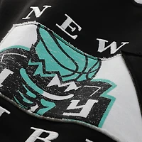 Women's New Era  Black York Liberty Split Cropped Mock Neck Fleece Sweatshirt