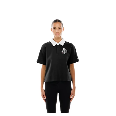 Women's New Era  Black York Liberty Throwback Boxy Cropped Polo