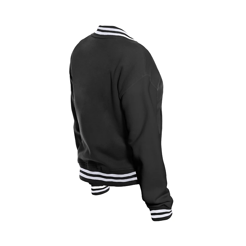 Women's New Era Black York Liberty Throwback Varsity Fleece Full-Snap Jacket