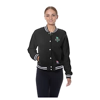 Women's New Era Black York Liberty Throwback Varsity Fleece Full-Snap Jacket