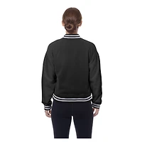 Women's New Era Black York Liberty Throwback Varsity Fleece Full-Snap Jacket
