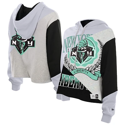Women's New Era  York Liberty Upcycled Color Block Cropped Boxy Hoodie
