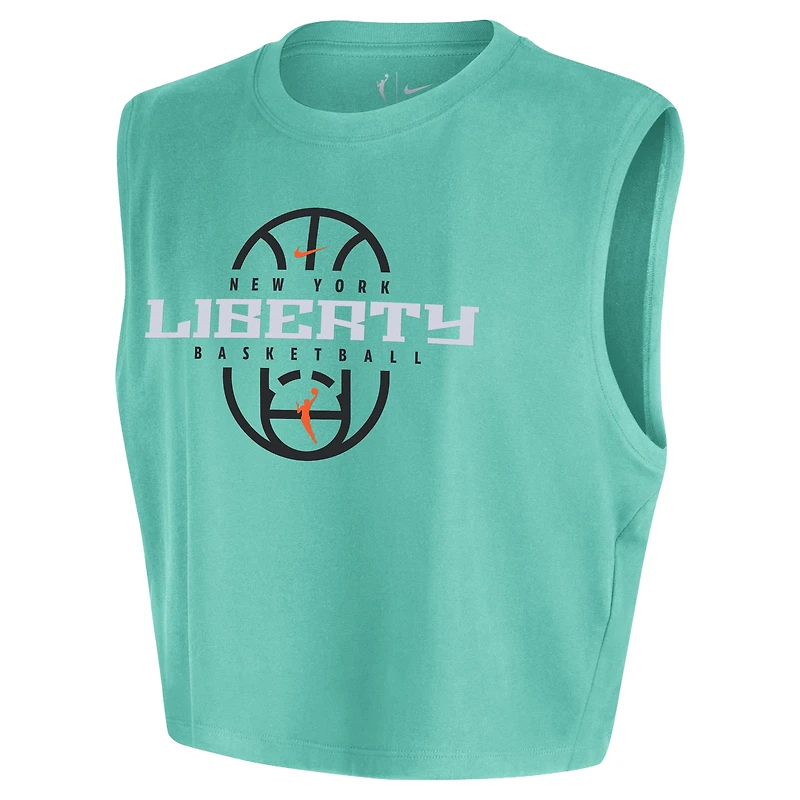 Women's Nike Mint New York Liberty 2026 Authentic On-Court Sleeveless Cropped T-Shirt