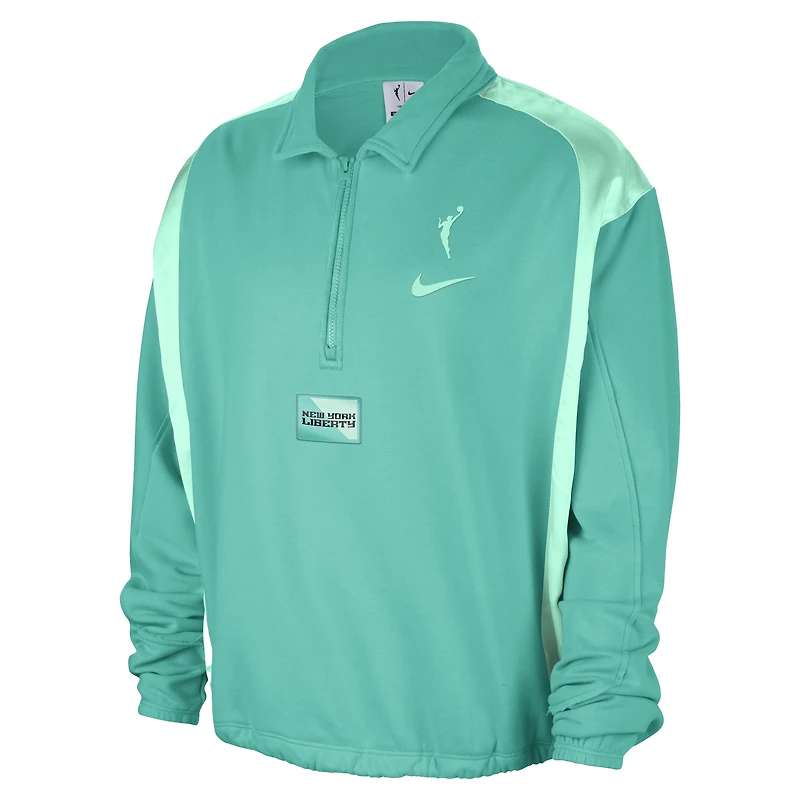Pull de basketball Nike Mint New York Liberty en polaire à quart zip Performance pour femme