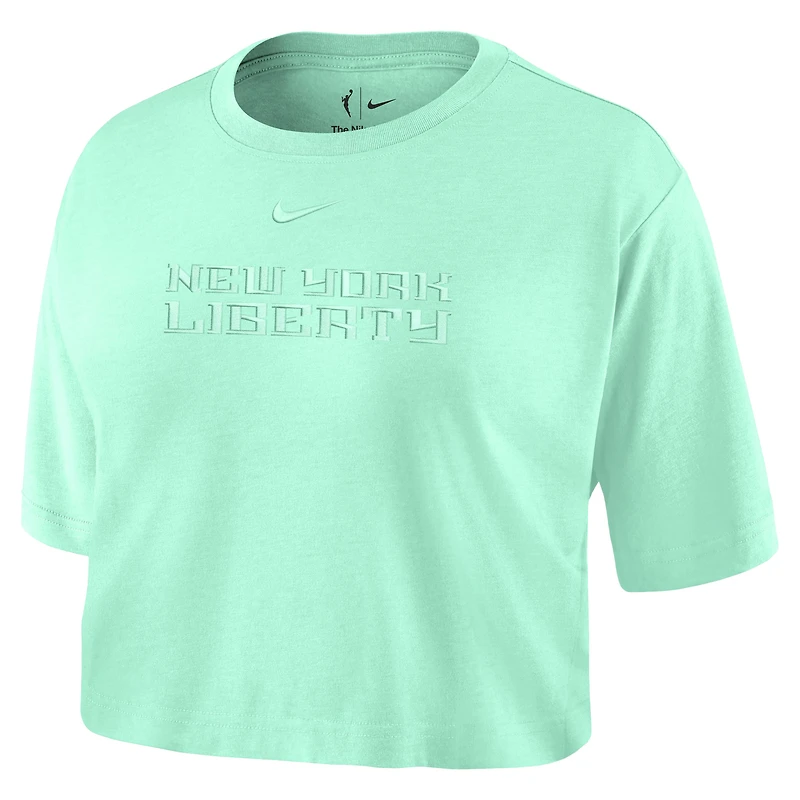 Women's Nike  Mint New York Liberty Basketball Tonal Wordmark Cropped T-Shirt