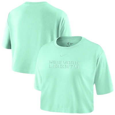 Women's Nike  Mint New York Liberty Basketball Tonal Wordmark Cropped T-Shirt