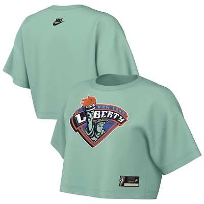 Women's Nike  Mint New York Liberty Hardwood Classics Court Origins Throwback Cropped T-Shirt