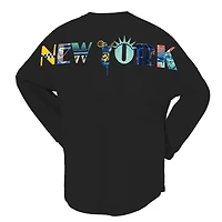 Women's Spirit Jersey Black New York Liberty Oversized Preppy City Long Sleeve T-Shirt