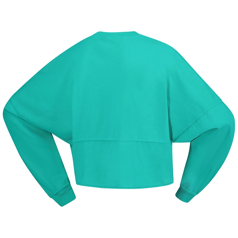 T-shirt court à manches longues et imprimé Liberty New York pour femme, coupe oversize, en jersey menthe