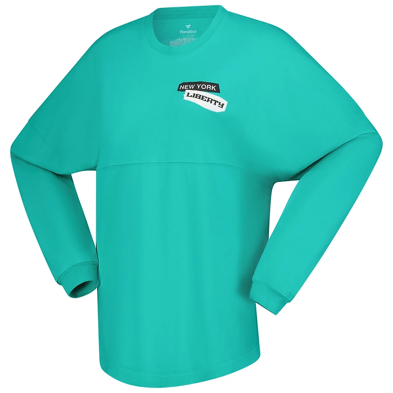 Women's Spirit Jersey Mint New York Liberty Patches Oversized Long Sleeve T-Shirt